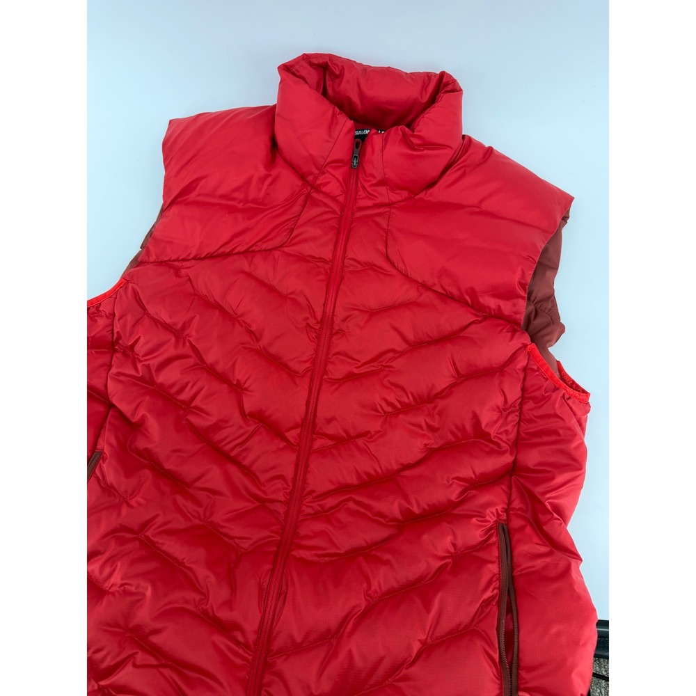 Salomon Puffer Vest Mens Medium Red Pertex Quantum 600 Fill Down Quilted Vest